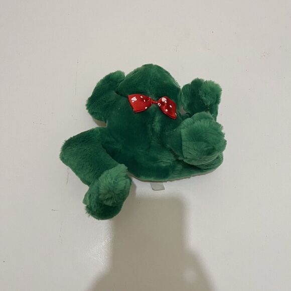 Vintage Main Joy Leaping Heart Love Collar Green Frog Plush Stuffed Animal 6" - Picture 7 of 10